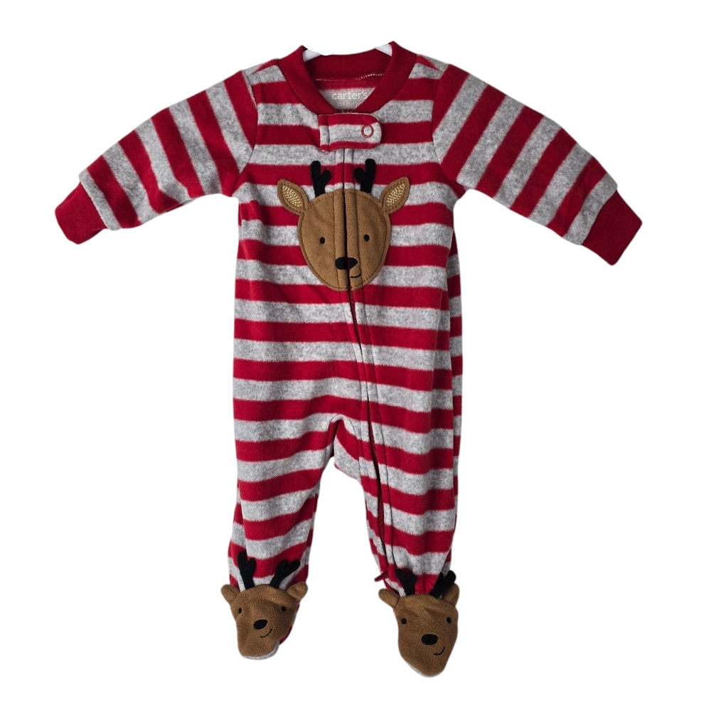Carter’s Fleece Sleep and Play Footie Pajamas Stripes with Deer Newborn
